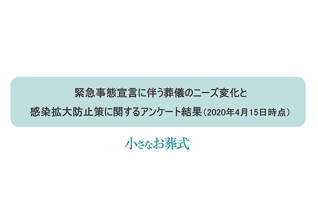 緊急事態宣言に伴う葬儀のニーズ変化と感染拡大防止策に関するアンケート結果(2020年4月15日時点)